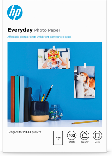 HP Everyday Glossy Photo Paper-100 sht/10 x 15 cm